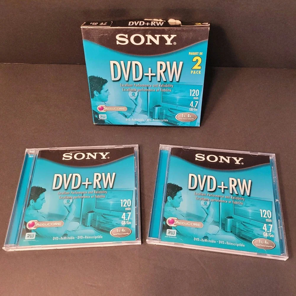Sony DVD +RW 4.7 GB 120 Minutes Case Lot Of 2 Opened NEW